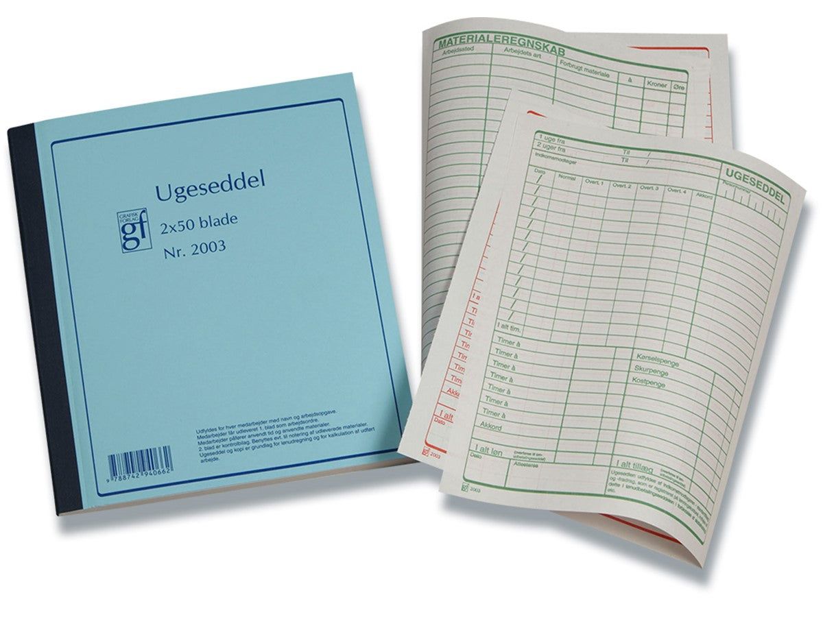 Ugeseddel 2003 med kopi 148×200 mm.