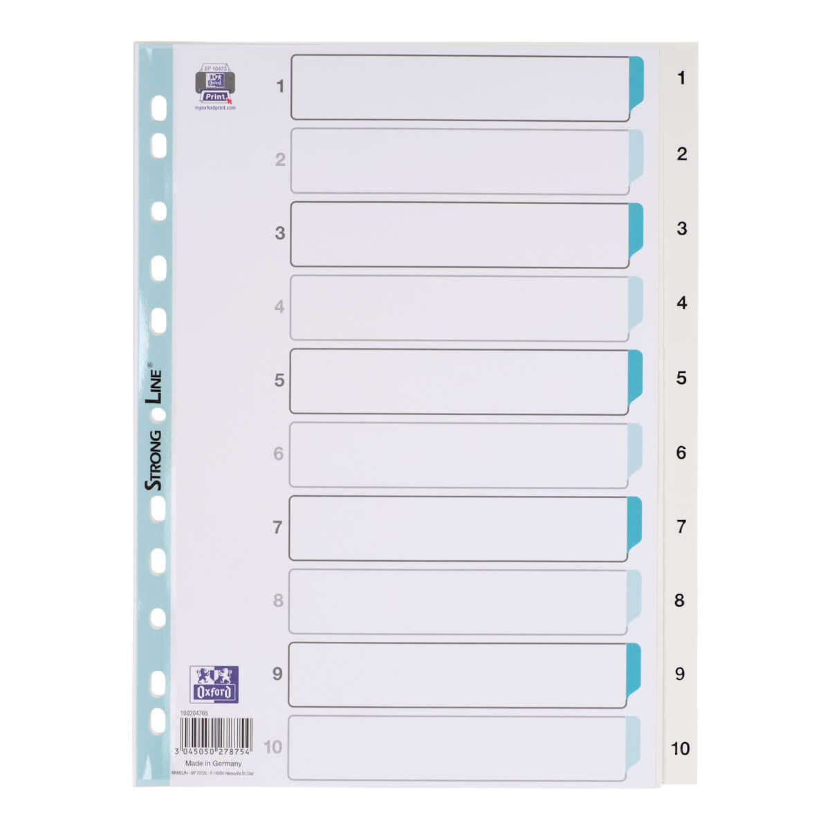 Strong-Line Register A4 PP Hvid 1-10, Hvid